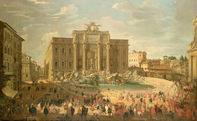 Benedict XIV Visiting the Trevi Fountain by Giovanni Paolo Pannini